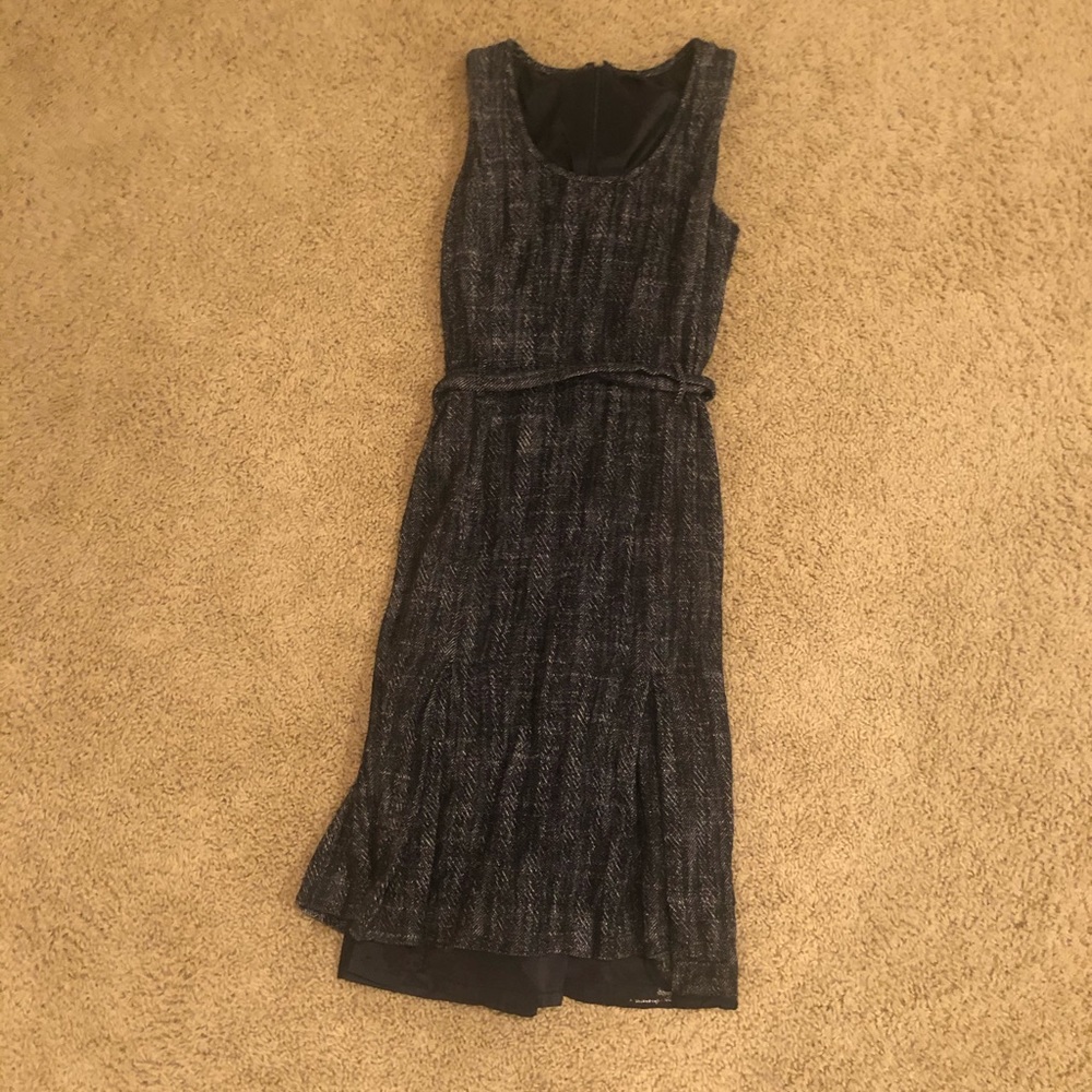 J. Crew “tweed” black and white pleat dress